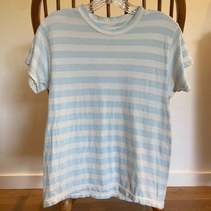 THE GREAT. Blue and White Striped Tee